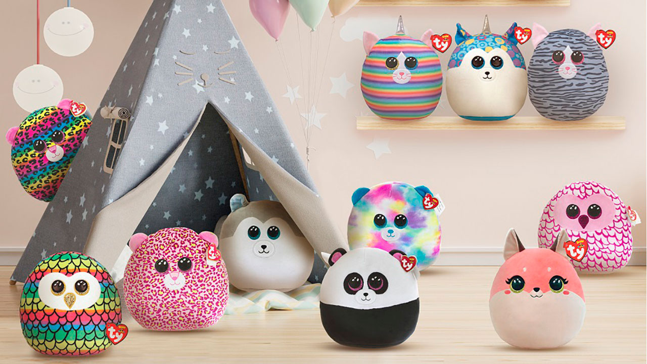 TY Squish-A-Boo Flurry Schneemann – Ca. 25 Cm, Weich Kuschelig, Mit Karottennase & Roter Mütze